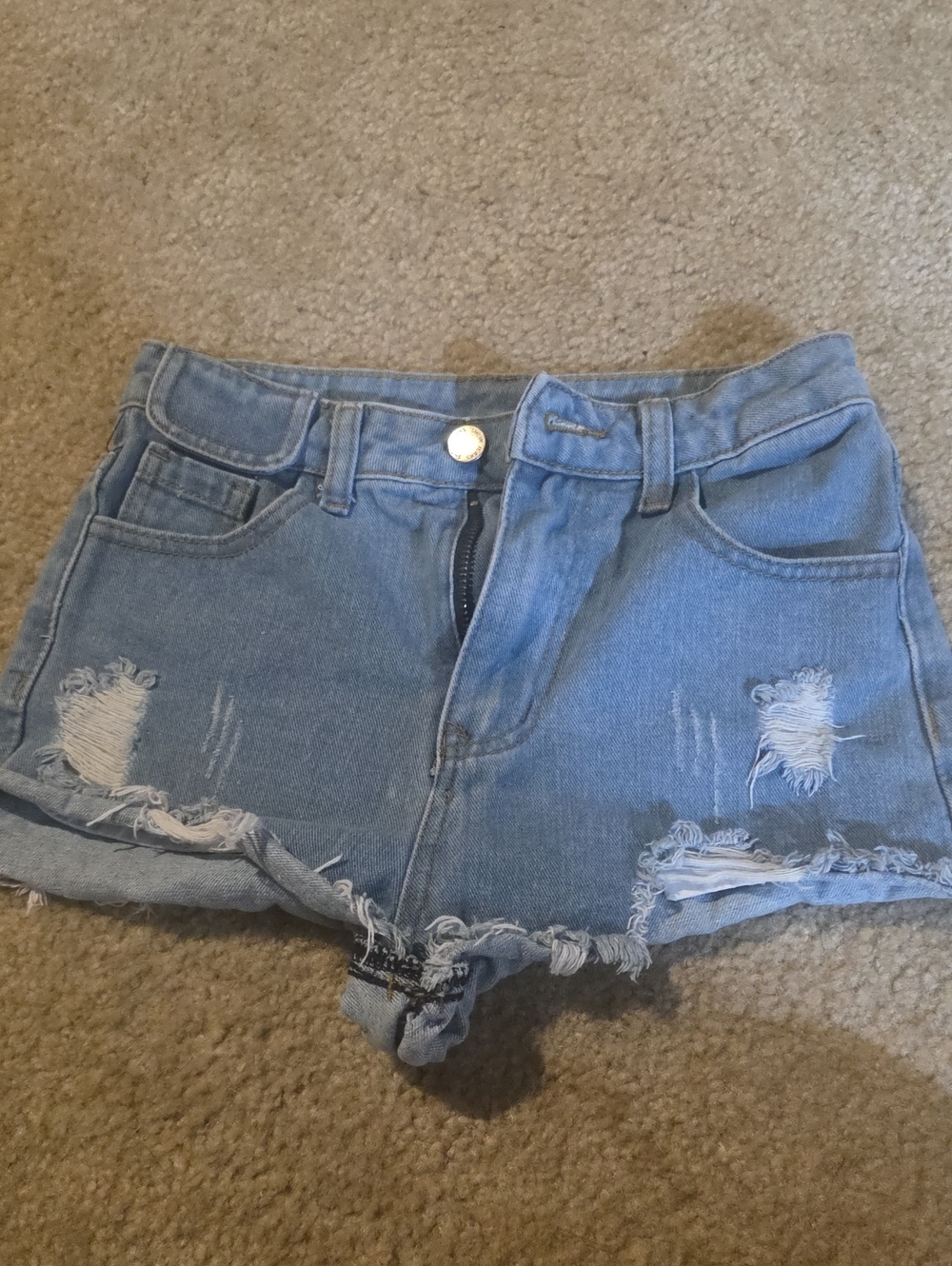 SHEIN Light Blue Distressed Denim Shorts